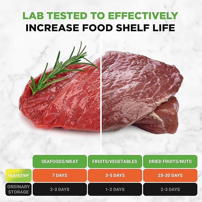 NutriChef Vacuum Sealer | Automatic Vacuum Air Sealing System For Food Preservation w/ Starter Kit | Compact Design | Lab Tested | Dry & Moist Food Modes | Led Indicator Lights (Black), EWE