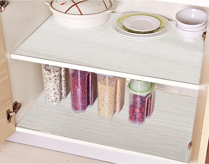Shelf Liners for Kitchen Cabinets 24 Inch Wide X 20 Ft Non Adhesive Cabinet Drawer Liner Clear Non Slip Waterproof Shelves Liner for Refrigerator Closet Cupboard Pantry Bathroom