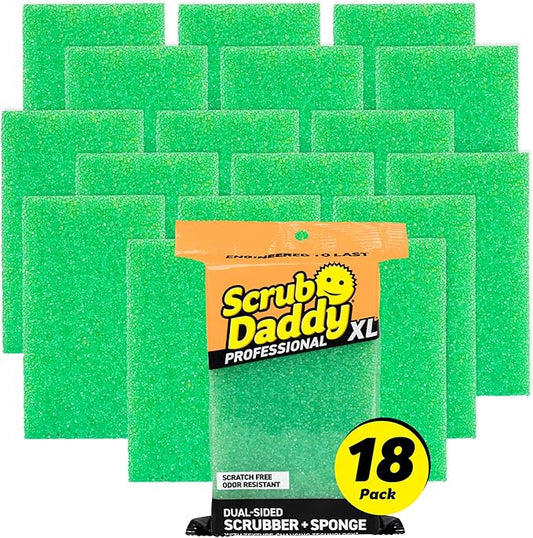 Scrub Daddy Extra Large Sponge Daddy - Bulk Kitchen Sponges for Cleaning Different Rooms & Surfaces - Dual-Sided Dish Scrubber with FlexTexture Foam (18 Count)