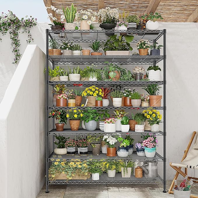 82.6H Metal Shelving Unit 7 Tier Storage Shelves Adjustable Wire Shelving Metal Wire Shelf Pantry Shelves Commercial Rack for Kitchen Pantry Utility Room Garage 45" W x 82.6''H x 13.5" D, Black