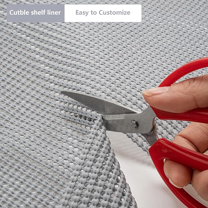 Shelf Cabinet Liner,Drawer Liners Non Adhesive Easiest Install Mat, Strong Grip Bottom,Easy Clean Non Slip Shelving Liner for Kitchen Cabinets (Grey, 17.5IN X20FT)