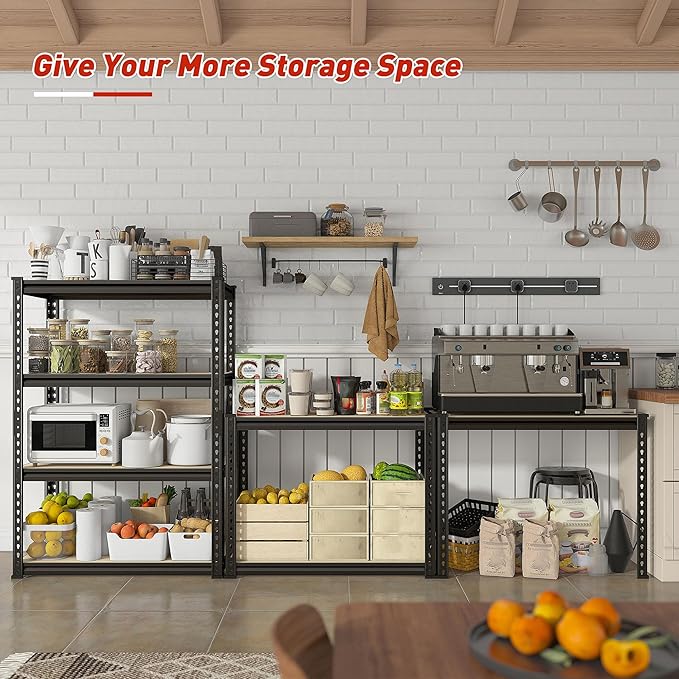 REIBII Storage Shelves Adjustable Metal Shelving 1600LBS Garage Shelves Industrial Metal Shelves 4 Tier Garage Shelving for Warehouse Basement Kitchen Pantry Closet, 11.8" D x 23.6" W x 56.7" H