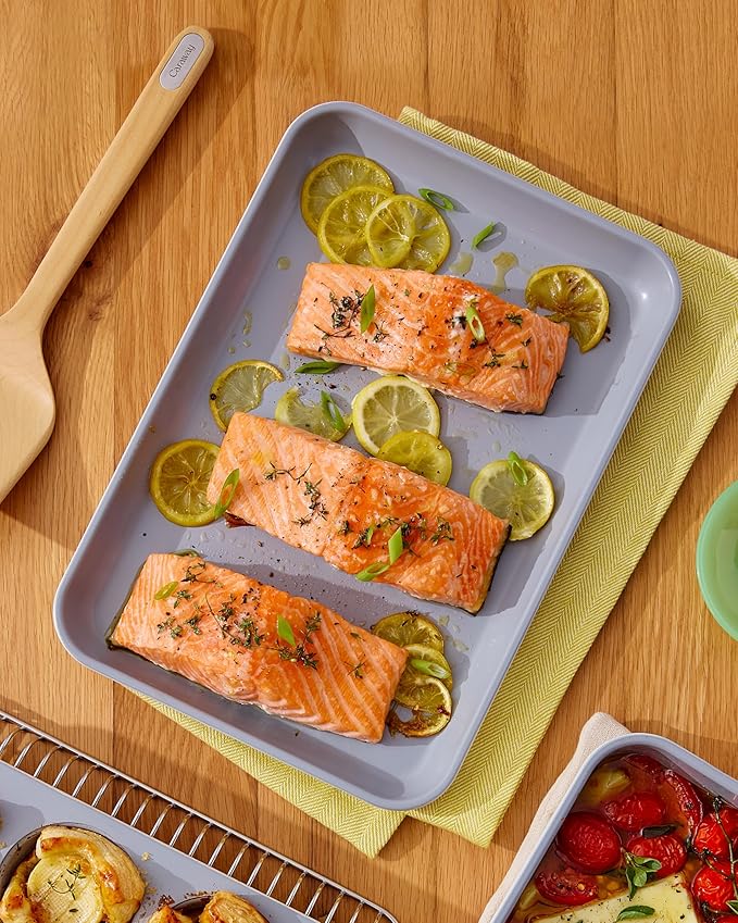 Caraway Nonstick Ceramic Small Baking Sheet (9x13”) – Non-Toxic, PTFE & PFOA Free – Oven Safe – Aluminized Steel Core – Mini Sheet Pan for Baking, Roasting & More - Marigold