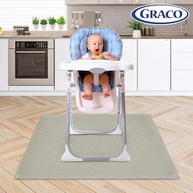 Graco Baby Disposable Splat Mats – 60 Count, 47" x 40", Biodegradable Floor Protector for Mealtime, Under High Chair, Home & Restaurant Use, Hudson Design