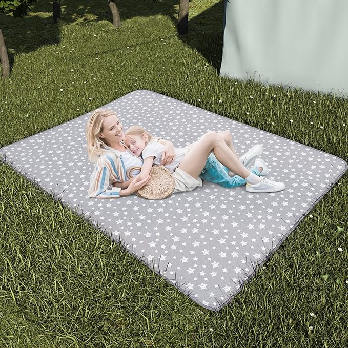 Large Splat Mat 54x72 Inches Extra Large Waterproof Mat Anti-Slip Bottom, Baby Art Playtime Mat for Craft/Mealtime on Table or Floor, Washable Portable Picnic Mat, Grey Star 4.5x6 Ft
