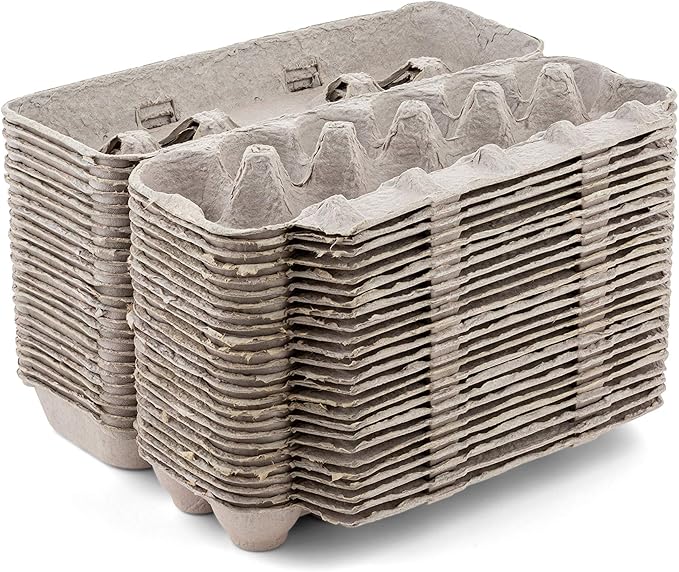 MT Products Blank Natural Pulp Egg Cartons Bulk Holds Up to Twelve Eggs - 1 Dozen - Cardboard Material Perfect For Storing Extra Eggs (25 Pieces) - Made in USA
