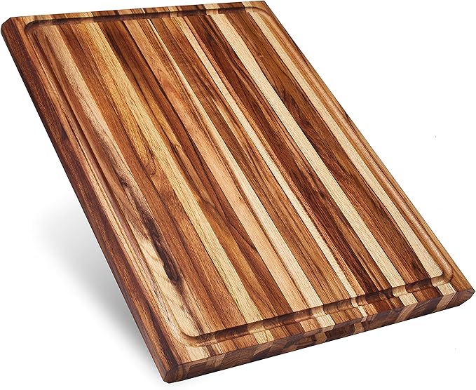 Sonder Los Angeles Highland Extra Large Cutting Board | Teak Edge Grain Cutting Board for Kitchen with Juice Groove | Perfect for Charcuterie | Gift Box Included | 23x17x1.5 in
