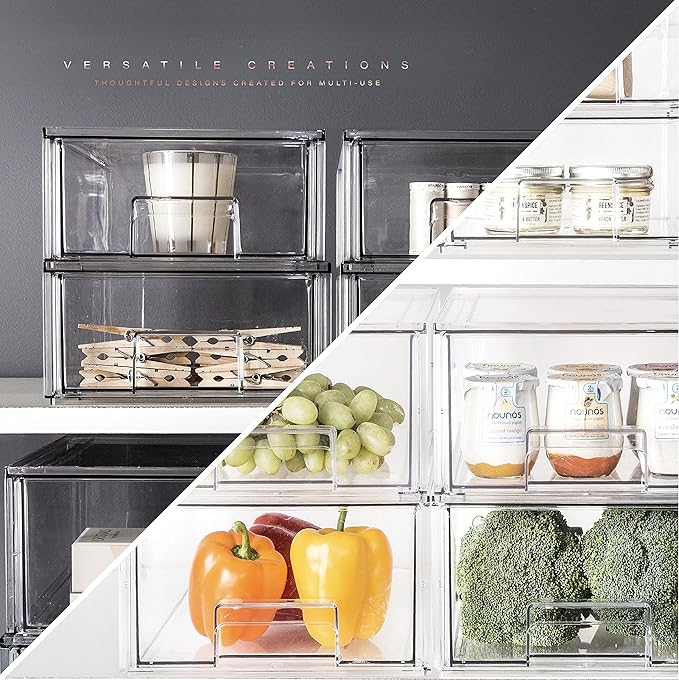 BINO | Stackable Storage Drawers, Large - Clear | THE CRATE COLLECTION | Storage Bins With Drawers | Bathroom Organizers | Under Sink Organizer | Vanity Cabinet Home Organization