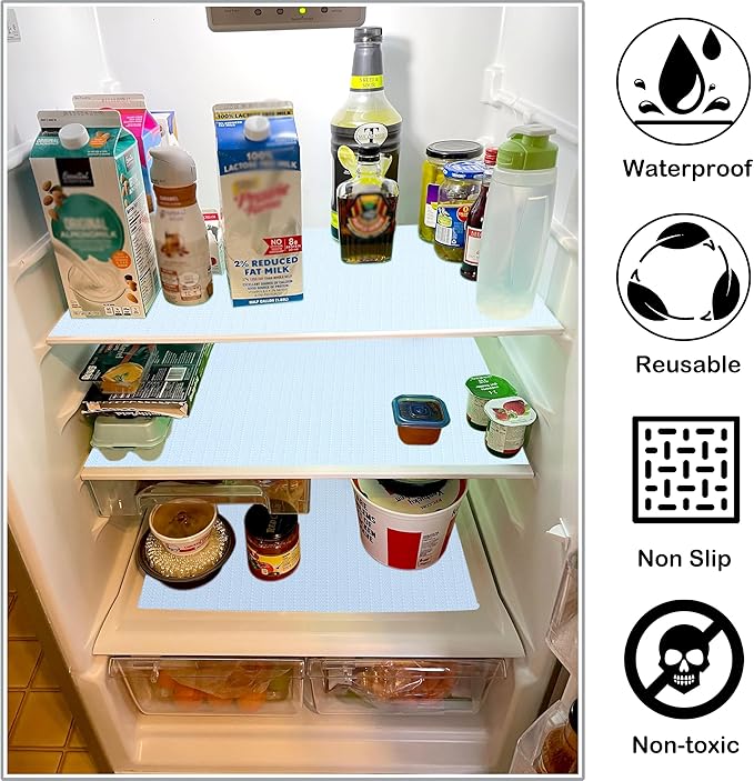 Shelf Liners for Kitchen Cabinets Non Adhesive 18 Inch Wide X 20 Ft Waterproof Drawer Liners White Non Slip Cabinet Mats for Kitchen Shelves Bathroom Refrigerator Cupboard Pantry Closet Dresser
