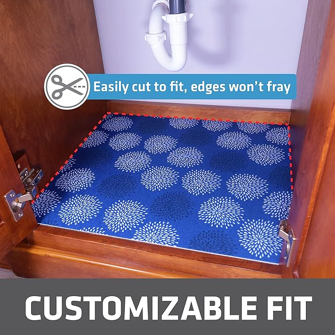 Drymate Premium XL Under Sink Mat, Waterproof Cabinet Protection Mats for Kitchen & Bathroom, Absorbent Shelf Liners, Slip-Resistant, Non-Adhesive, Machine Washable (USA Made)(24”x59”)(GoodBlue)