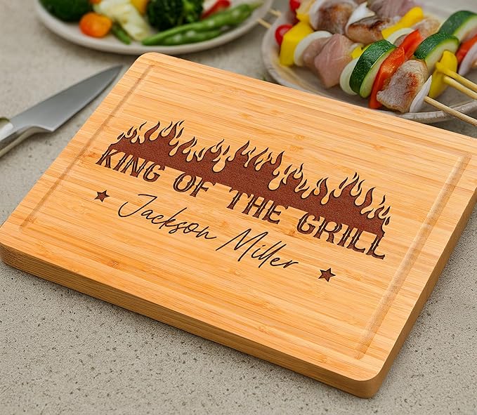 Personalized BBQ Cutting Board Gift, Men Christmas Gifts for Dad, Grandpa, Son, Husband, Best Grill Gift Top Christmas Gifts 2025 for Mens Cooking Gifts for Grillers, Papa's Grilling Plate Made in USA
