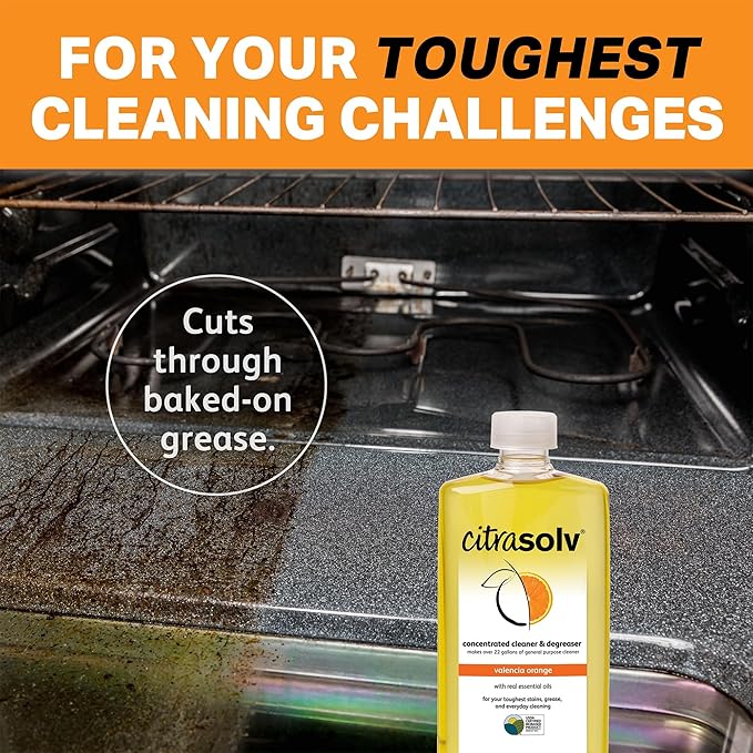 Citra Solv Concentrated Cleaner & Degreaser - Valencia Orange 32 Fl Oz, Effective, Versatile Cleaning Solution, Natural Ingredients, Biodegradable