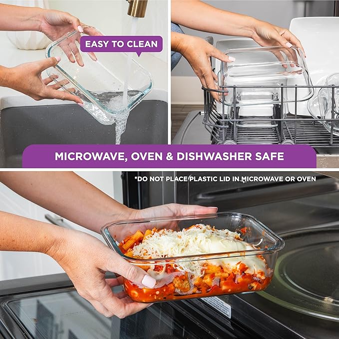 HOLDN’ STORAGE Vacuum Food Storage Container, 1480 ml Rectangular Glass Container - Keep Food Fresh Longer, BPA-Free Glass, Leak-Proof, Ideal for Meal Prep, Marinating