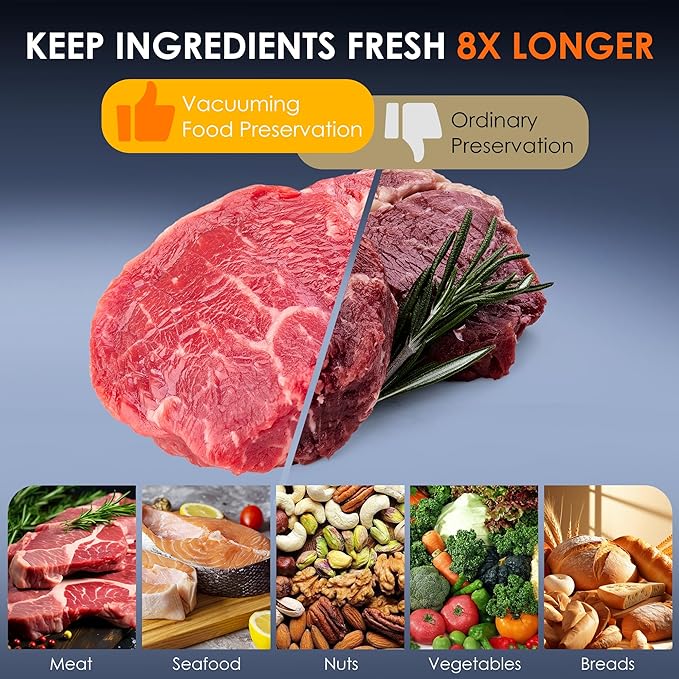 Compact Vacuum Sealer for Food (Contains 30 Reusable Seal Bags) Featuring LED Pressure Display, Ultimate Suction Power, Handheld Vacuum Sealer Machine, Portable Food Sealer