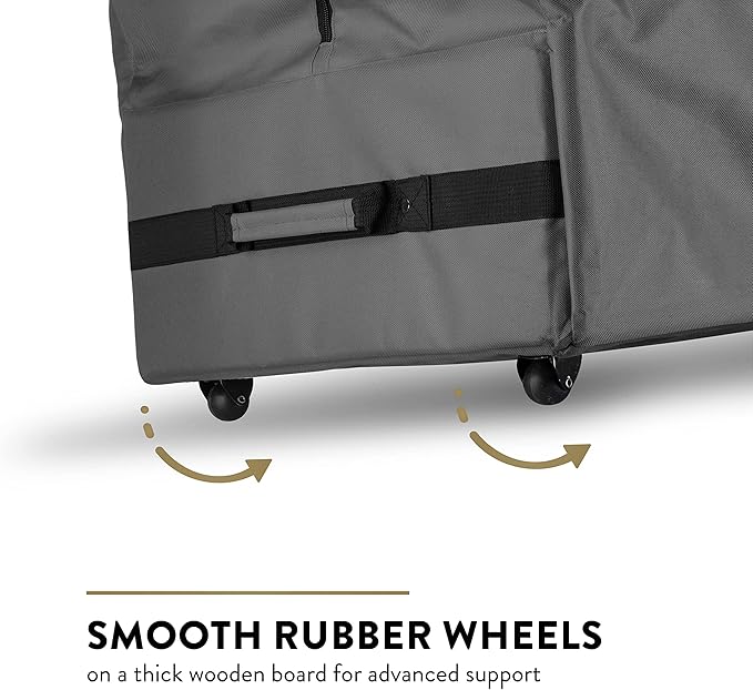 ZOBER 600D Oxford Fabric Large Rolling Christmas Tree Storage Bag - Fits 9 Ft Artificial Trees - Waterproof Christmas Tree Bag For Storage Box For Xmas, Durable Handles and Wheels - Card Slot - Gray