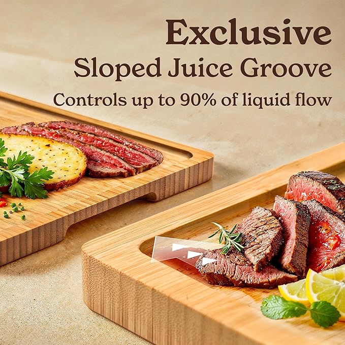 SMIRLY Wooden Cutting Boards For Kitchen Meal Prep & Serving - Bamboo Cutting Board Set with Holder, Charcuterie & Chopping Board, Wood Cutting Board Set, Kitchen Gadgets