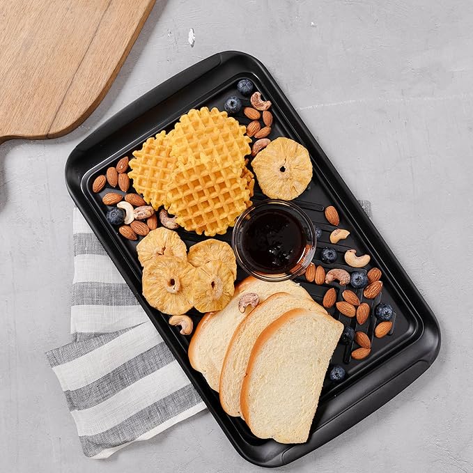 ZAROCRUS Grilling Prep and Serve Trays, BBQ Tray for Raw and Cooked Food, Melamine Marinating Serving Platter and Grill Tray for Outdoor, Parties and BBQ, Food Trays, Set of 2, Black and White
