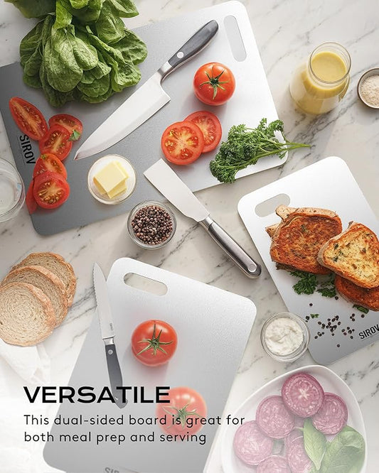 Titanium Cutting Board, 100% Pure Titanium Cutting Boards For Kitchen, Best Non Toxic chopping board, Dishwasher safe, Hygiene and Durability for Meat, Fruit, and Vegetables (Set of 3)