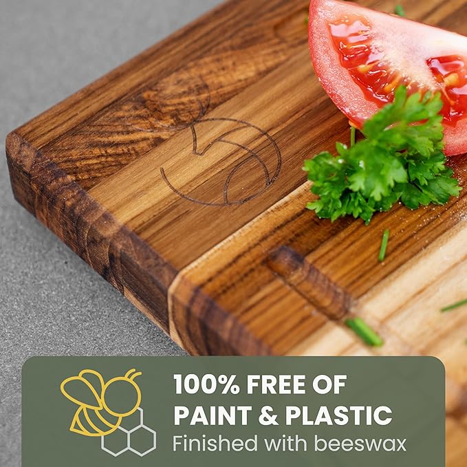 WALDWERK Large Teak Wood Cutting Board (18 x 14 x 1.2") - Solid Wood Cutting Board - Large Teak Wood Chopping Board - Wooden Butcher Block for Kitchen