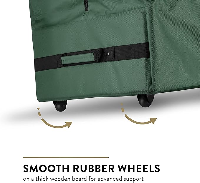ZOBER 600D Oxford Fabric Rolling Christmas Tree Storage Bag - Fits 7.5 Ft Artificial Trees - Waterproof Christmas Tree Bag For Storage Box For Xmas, Durable Handles and Wheels - Card Slot - Green