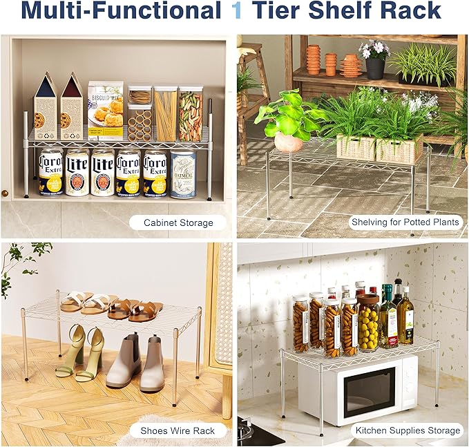 1-Tier Wire Shelf Rack,30" Wx14 Dx17 H,Single Metal Shelves Rack,Height Adjustable Metal Wire Shelving Unit and Storage KOR Kitchen,Cabinet,Countertop,Under-Sink,Closet,Pantry,Studio