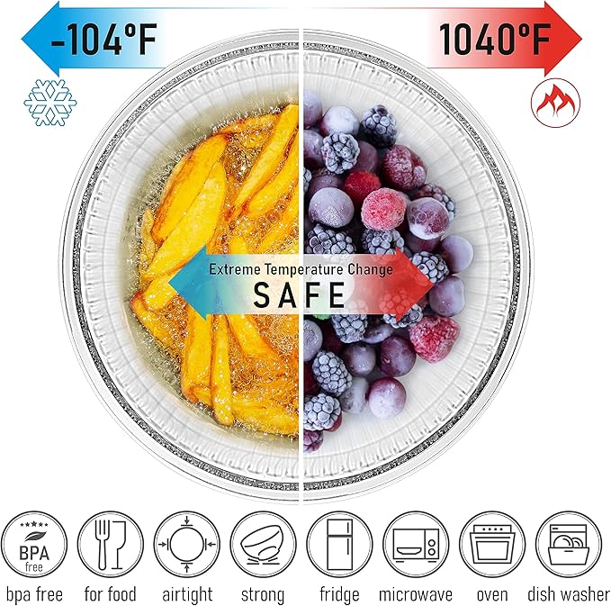 dokaworld Stackable Space-Saving Nesting Set of 3 Glass Bowls with Bamboo Lids for Foodprep, Storage, Mixing & Cooking - Microwave & Oven Safe BPA Free Durable Heat Resistant Inert Borosilicate Glass