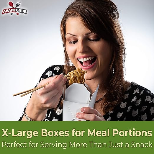 Recyclable, Leakproof 32oz Chinese Take Out Boxes 25pk. US-Made Large Microwavable Takeout Containers are BPA-Free. Stackable to-Go Pails Keep Food Fresh. Great for Wedding, Party, Asian Restaurant