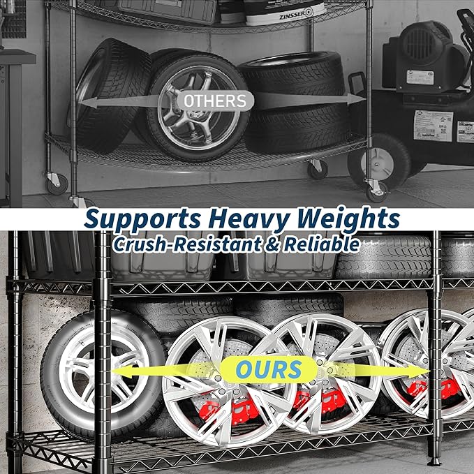 Garvee 70.8" W Storage Shelves Metal Shelving Unit, 4-Tier Heavy Duty Wire Shelving L-Shaped Storage Rack with Adjustable Shelf for Pantry Kitchen Corner Bedroom, 1100 LBS Capacity