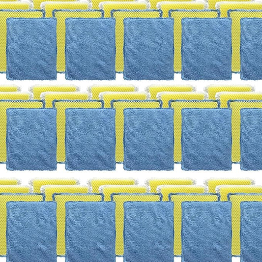 LOLA Microfiber & Nylon Net Sponges, 288 Pack, 144 Dual Sided Non-Scratch Sponge Pads & 144 w/Microfiber Cloth One Side and Nylon Net Other Side