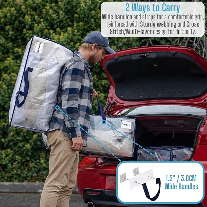 VENO 2 Pack Heavy Duty Moving Bags with Backpack Straps, Zippers & Handles, Extra Large Packing Bags for College Dorm Essentials, Moving Supplies Alternative to Cardboard Moving Boxes