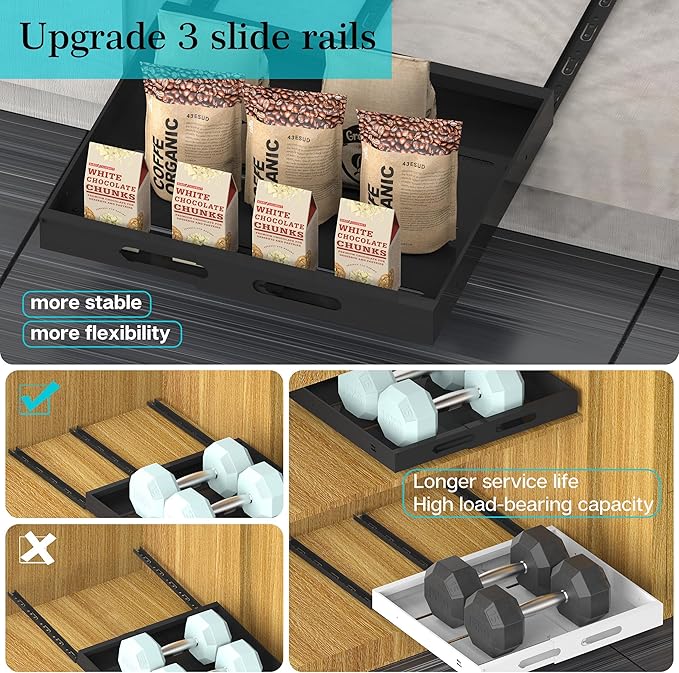 Expandable Pull Out Cabinet Organizer - 17" Deep, Adhesive No Drill, Expandable Drawer For Kitchen, Pantry, Bathroom