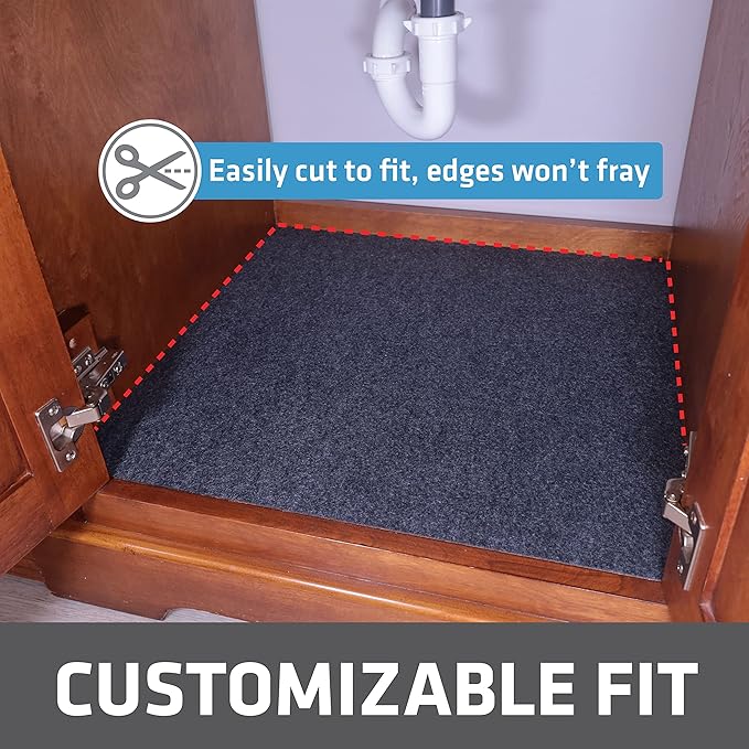 Drymate Premium XL Under Sink Mat, Waterproof Cabinet Protection Mats for Kitchen & Bathroom, Absorbent Shelf Liners, Slip-Resistant, Non-Adhesive, Machine Washable (USA Made)(24”x59”)(Charcoal)