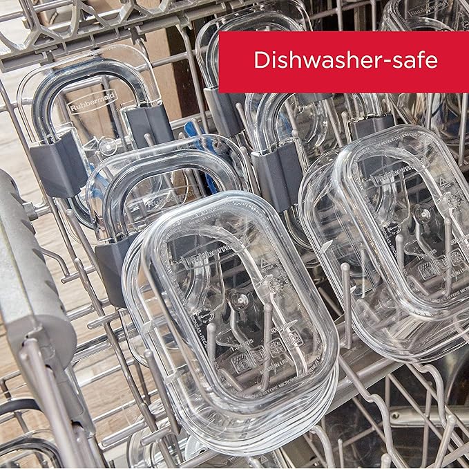 Rubbermaid Brilliance BPA-Free Food Storage Containers Multi Pack, 1.3 Cup Plastic Containers with Lids, 5 Pack, Leak Proof, Microwave & Dishwasher Safe