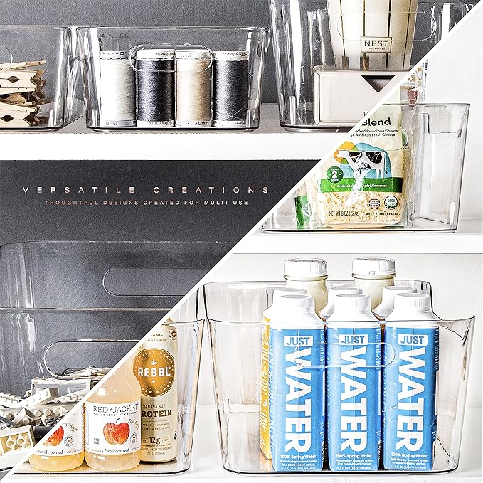 BINO | Plastic Storage Bins, Small - 12 Pack | THE SOHO COLLECTION | Multi-Use Organizer Bins | Built-in Handles | BPA-Free | Pantry Organization | Home Organization | Fridge Organizer | Freezer Org