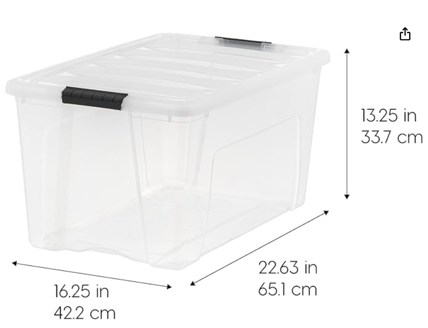 IRIS USA 72 Qt Stackable Plastic Storage Bins with Lids, 6 Pack - BPA-Free, Made in USA - See-Through Organizing Solution, Latches, Durable Nestable Containers, Secure Pull Handle - Clear